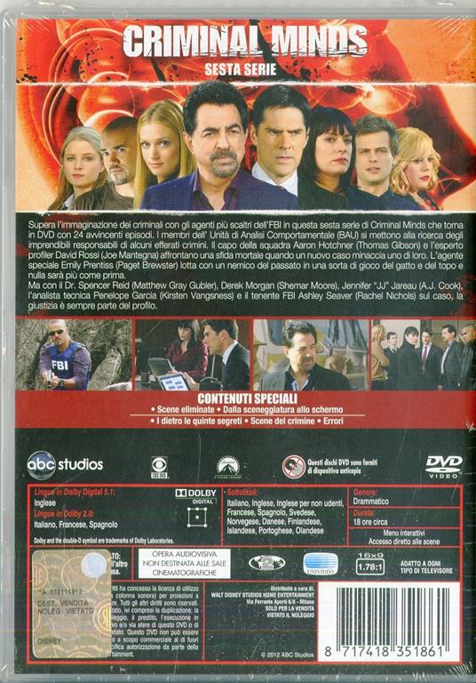 Criminal Minds. Stagione 6 (6 DVD) di Edward Allen Bernero,Charles S. Carroll,Glenn Kershaw - DVD - 2