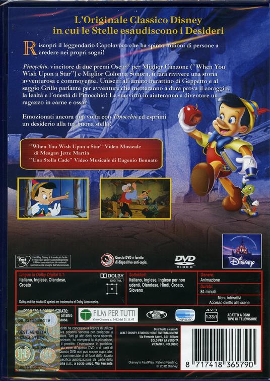 Pinocchio di Ben Sharpsteen,Hamilton Luske - DVD - 2