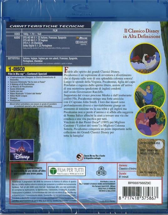 Pocahontas di Mike Gabriel,Eric Goldberg - Blu-ray - 2