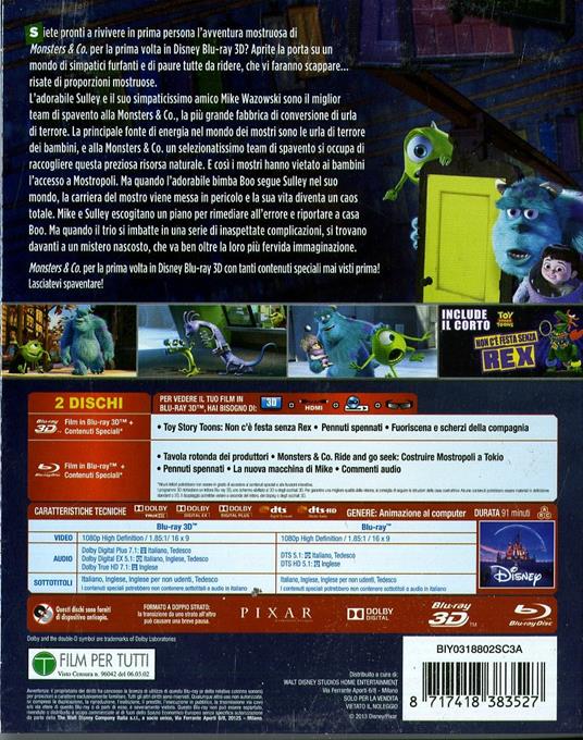 Monsters & Co. 3D (Blu-ray + Blu-ray 3D) di Pete Docter,David Silverman,Lee Unkrich - 2