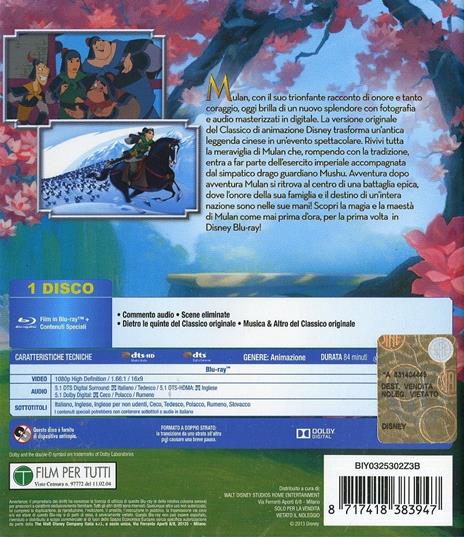 Mulan di Tony Bancroft,Barry Cook - Blu-ray - 2