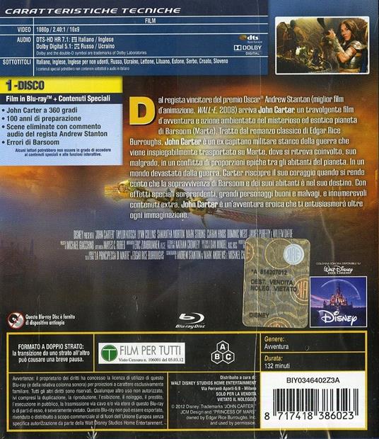 John Carter di Andrew Stanton - Blu-ray - 2