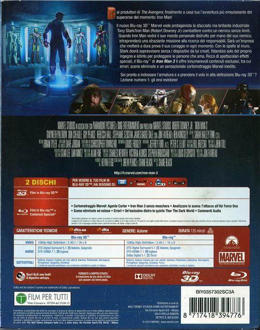 Iron Man 3. 3D (Blu-ray + Blu-ray 3D) di Shane Black - 2