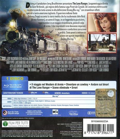 The Lone Ranger di Gore Verbinski - Blu-ray - 2