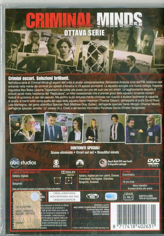 Criminal Minds. Stagione 8 (5 DVD) di Glenn Kershaw,Félix Enríquez Alcalá,Douglas Aarniokoski - DVD - 2