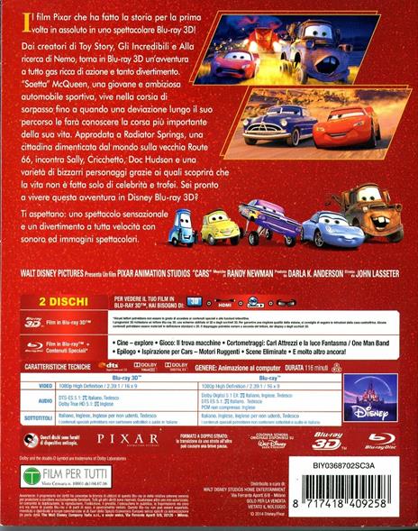 Cars. Motori ruggenti 3D (Blu-ray + Blu-ray 3D) di John Lasseter,Joe Ranft - 2