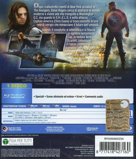 Captain America. The Winter Soldier di Anthony Russo,Joe Russo - Blu-ray - 2