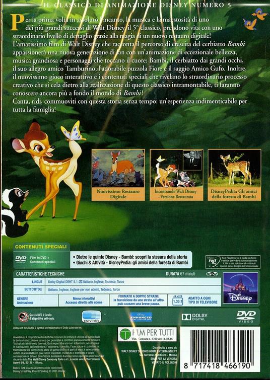 Bambi (DVD)<span>.</span> Limited Edition di David Hand,James Algar - DVD - 2