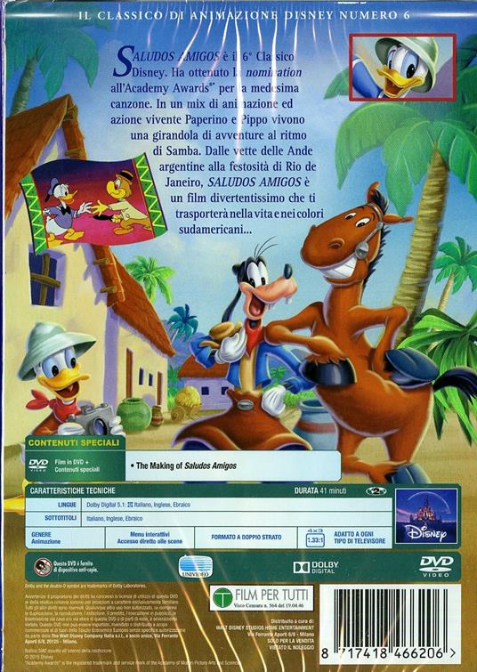 Saludos Amigos (DVD)<span>.</span> Limited Edition di Bill Robert,Jack Kinney,Hamilton Luske,Wilfred Jackson - DVD - 2