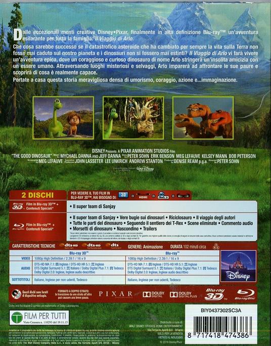 Il viaggio di Arlo 3D (Blu-ray + Blu-ray 3D) di Peter Sohn - 2
