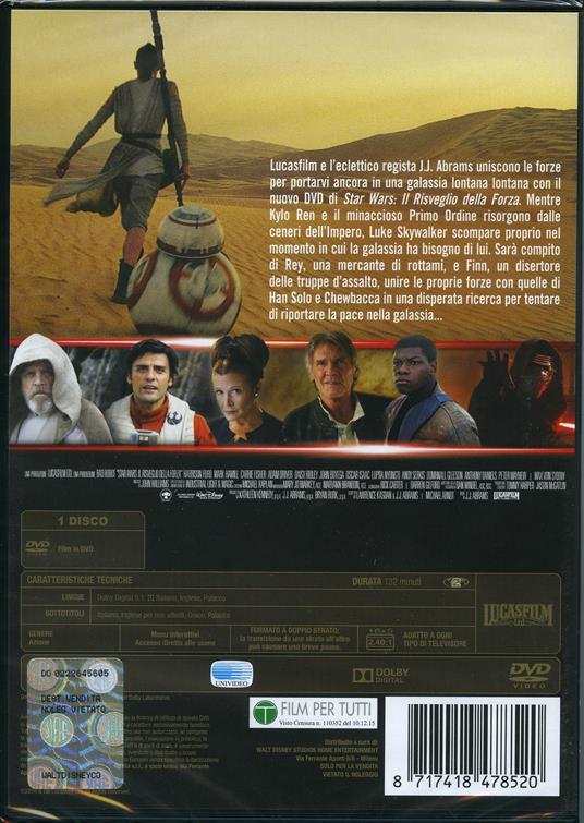 Star Wars. Il risveglio della Forza di J. J. Abrams - DVD - 2