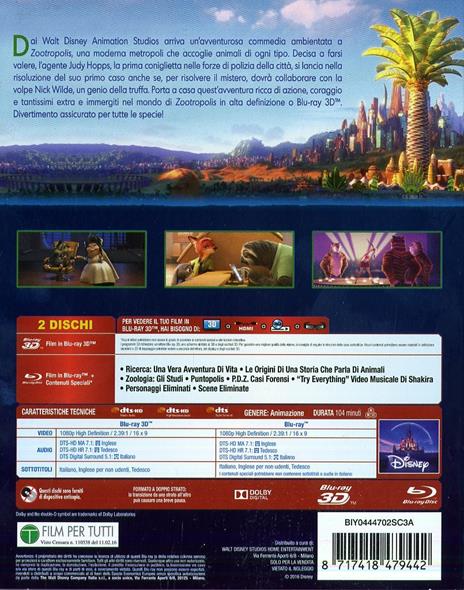 Zootropolis (Blu-ray + Blu-ray 3D) di Byron Howard,Rich Moore,Jared Bush - Blu-ray + Blu-ray 3D - 2