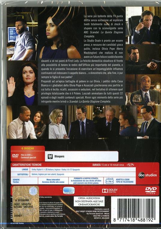 Scandal. Stagione 5 (6 DVD) di Tom Verica,Steve Robin,Roxann Dawson - DVD - 2