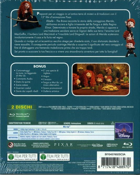 Ribelle. The Brave - Collection 2016 (Blu-ray) di Mark Andrews,Brenda Chapman,Steve Purcell - Blu-ray - 3