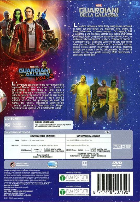 Guardiani della Galassia + Guardiani della Galassia Vol. 2 (2 DVD) di James Gunn - 2
