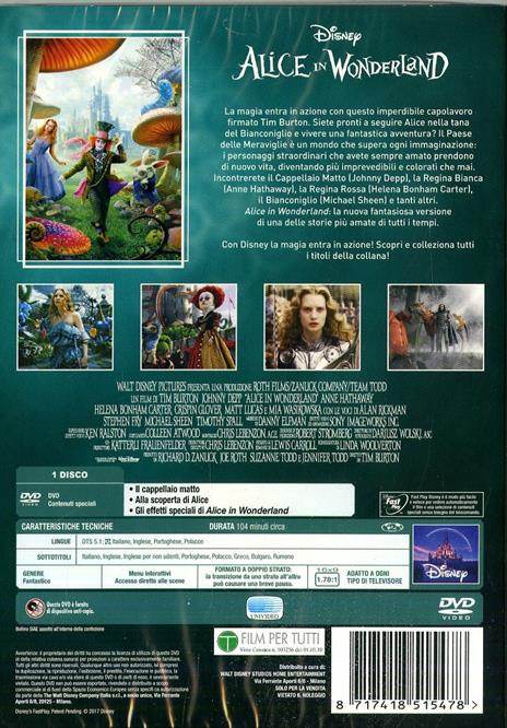 Alice in Wonderland. Limited Edition 2017 (DVD) di Tim Burton - DVD - 2