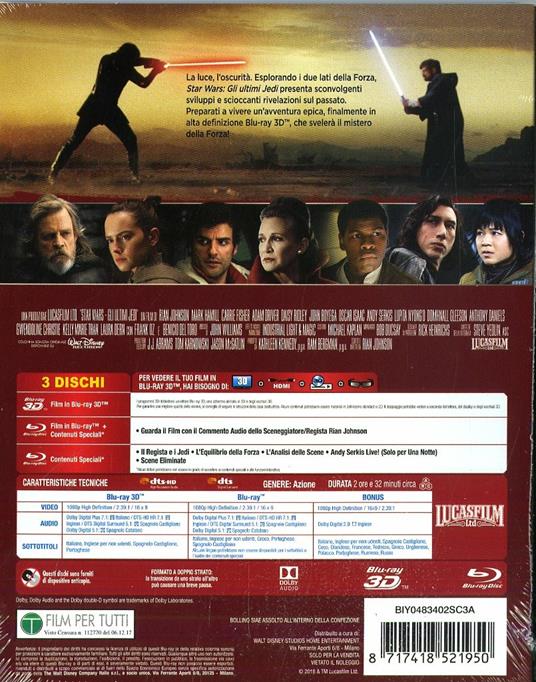 Star Wars. Gli ultimi Jedi. Con Bonus Disc (Blu-ray + Blu-ray 3D) di Rian Johnson - 2
