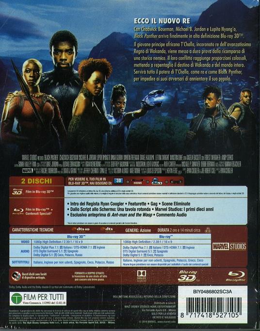 Black Panther  (Blu-ray + Blu-ray 3D) di Ryan Coogler - Blu-ray + Blu-ray 3D - 2