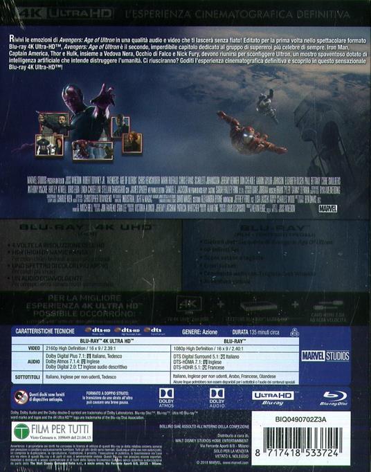 Avengers. Age of Ultron (Blu-ray + Blu-ray 4K Ultra HD) di Joss Whedon - Blu-ray + Blu-ray Ultra HD 4K - 2