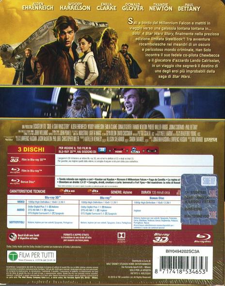 Solo. A Star Wars Story. Con Steelbook (2 Blu-ray + Blu-ray 3D) di Ron Howard - Blu-ray + Blu-ray 3D - 2