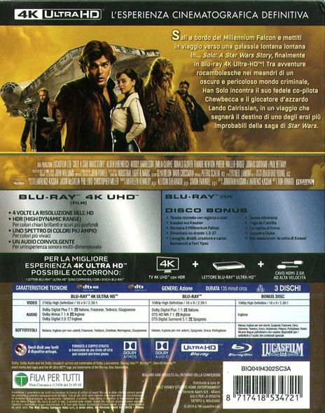 Solo. A Star Wars Story (Blu-ray Ultra HD 4K) di Ron Howard - Blu-ray Ultra HD 4K - 2