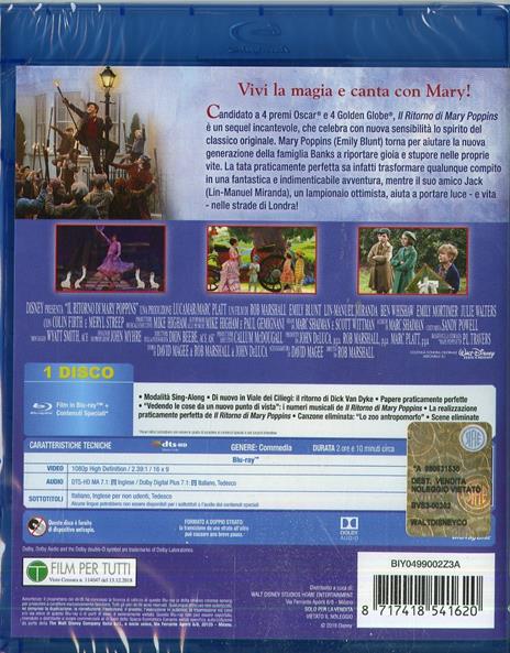Il ritorno di Mary Poppins. (Blu-ray) di Rob Marshall - Blu-ray - 2