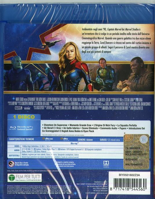 Captain Marvel (Blu-ray) di Anna Boden,Ryan Fleck - Blu-ray - 2