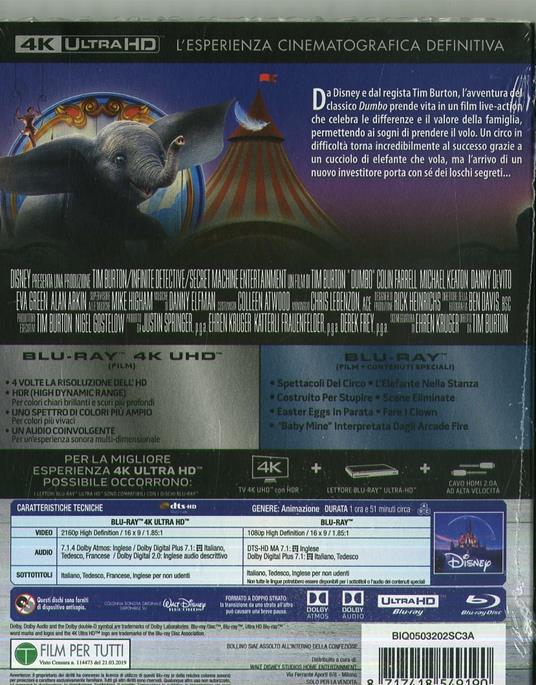Dumbo Live Action (Blu-ray + Blu-ray Ultra HD 4K) di Tim Burton - Blu-ray + Blu-ray Ultra HD 4K - 2