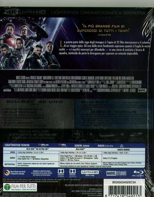 Avengers. Endgame (Blu-ray + Blu-ray 4K Ultra HD) di Anthony Russo,Joe Russo - Blu-ray + Blu-ray Ultra HD 4K - 2