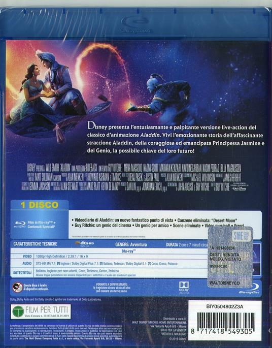 Aladdin Live Action (Blu-ray) di Guy Ritchie - Blu-ray - 2