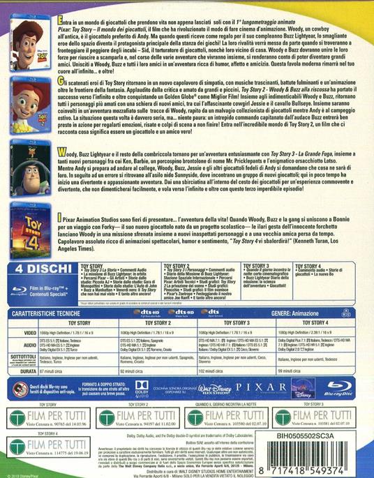 Toy Story. La collezione dei 4 film (4 Blu-ray) di John Lasseter,Lee Unkrich,Josh Cooley,Ash Brannon - 2