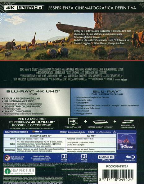 Il Re Leone Live Action (Blu-ray + Blu-ray Ultra HD 4K) di Jon Favreau - Blu-ray + Blu-ray Ultra HD 4K - 2