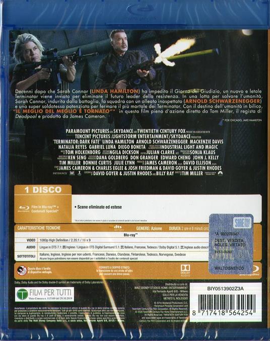 Terminator. Destino oscuro (Blu-ray) di Tim Miller - Blu-ray - 2