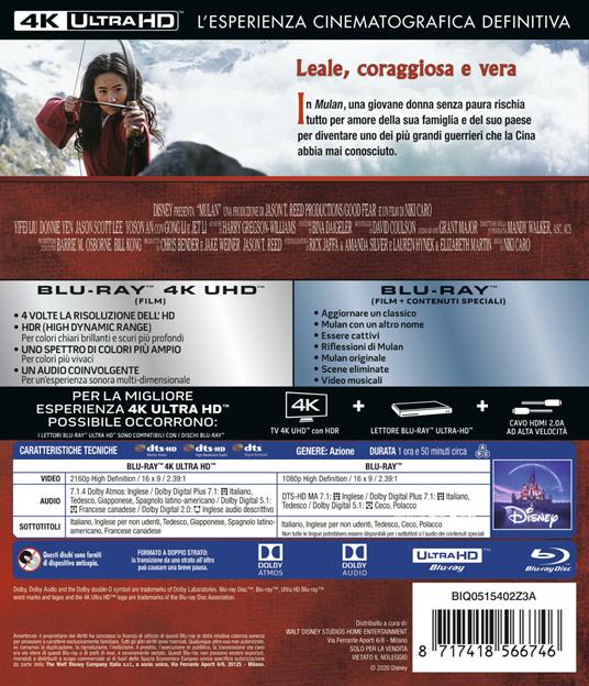 Mulan Live Action (Blu-ray + Blu-ray Ultra HD 4K) di Niki Caro - Blu-ray + Blu-ray Ultra HD 4K - 2