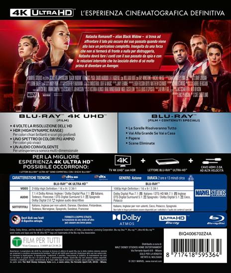 Black Widow (Blu-ray + Blu-ray Ultra HD 4K) di Cate Shortland - Blu-ray + Blu-ray Ultra HD 4K - 2