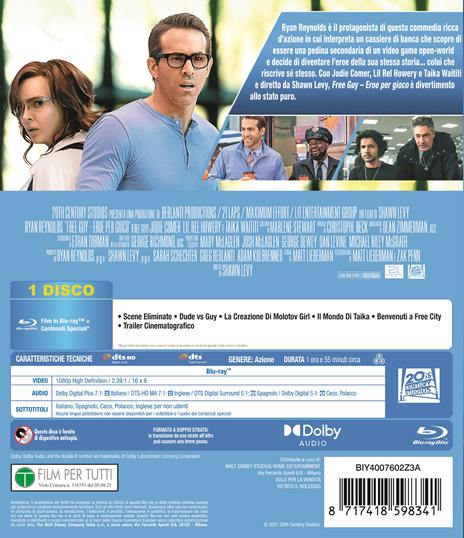 Free Guy. Eroe per gioco (Blu-ray) di Shawn Levy - Blu-ray - 2