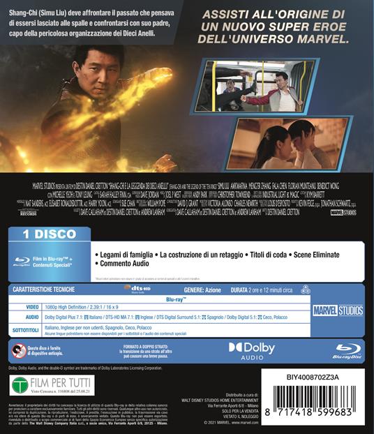 Shang-Chi e la leggenda dei Dieci Anelli (Blu-ray) di Destin Daniel Cretton - Blu-ray - 2
