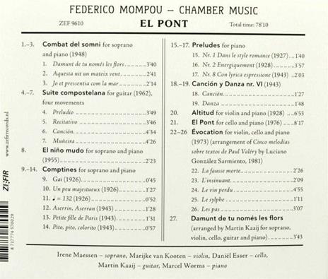 Musica da Camera El Pont - CD Audio di Frederic Mompou - 2