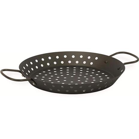 Padella Griglia Forata per Barbecue BBQ con Manici 30cm in Acciaio Antiaderente