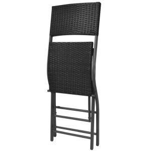 vidaXL Set da Giardino 7 pz Pieghevole in Acciaio e Polyrattan Nero - 4