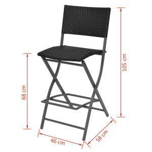 vidaXL Set da Giardino 7 pz Pieghevole in Acciaio e Polyrattan Nero - 6