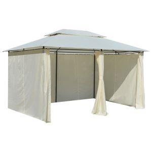 vidaXL Gazebo da Giardino con Tende 4x3 m Bianco - 4