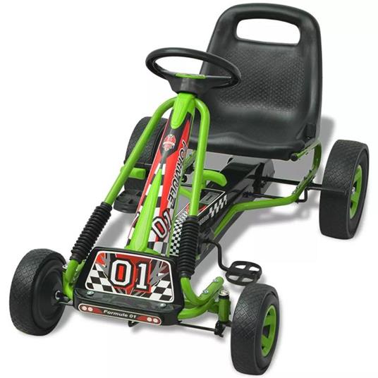 vidaXL Go Kart a pedali con seduta regolabile Verde - 3