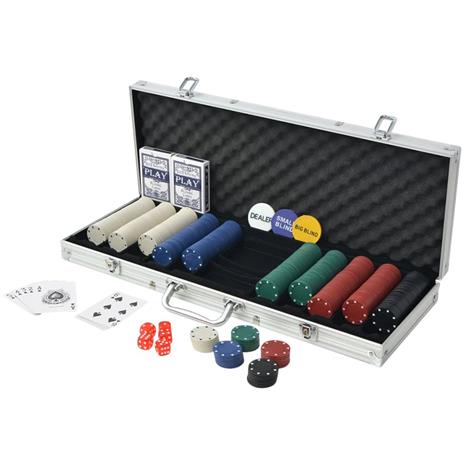 vidaXL Set da Poker con 500 Chips Alluminio - 3