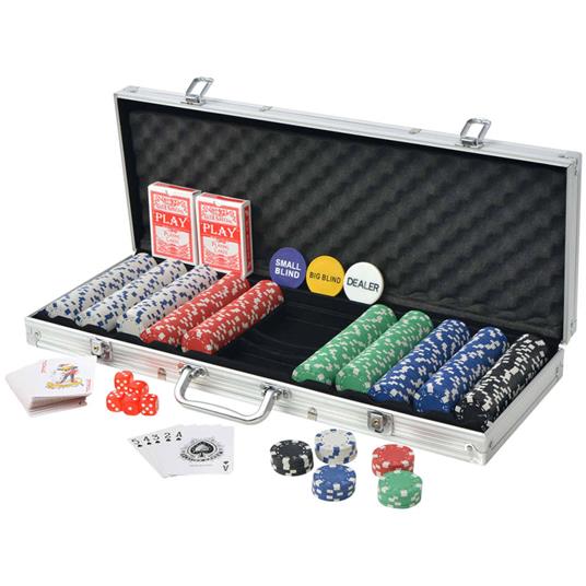 vidaXL Set da Poker con 500 Chips Alluminio - 3