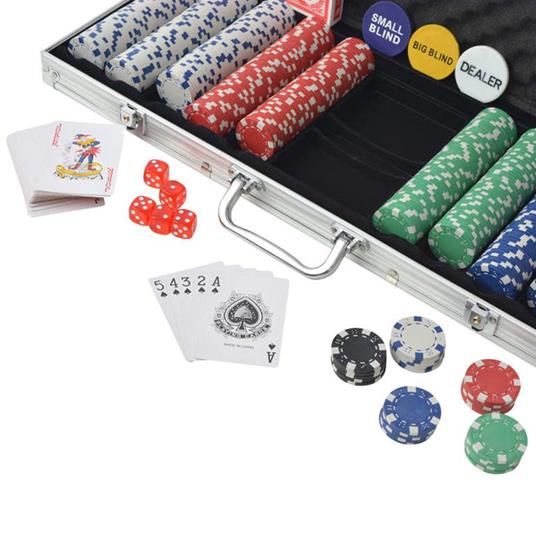 vidaXL Set da Poker con 500 Chips Alluminio - 5