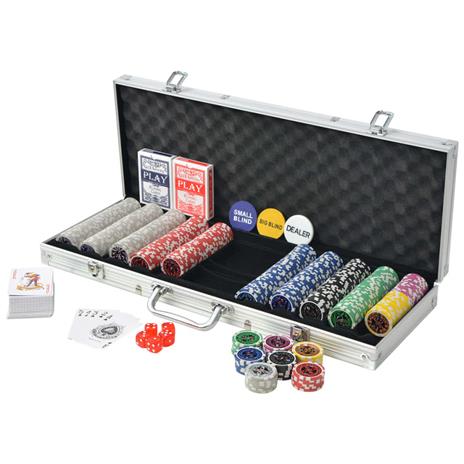 vidaXL Set da Poker con 500 Chips Laser in Alluminio - 3