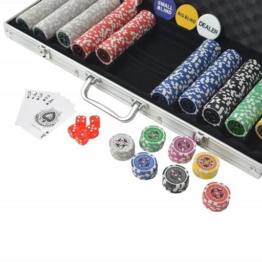 vidaXL Set da Poker con 500 Chips Laser in Alluminio - 4