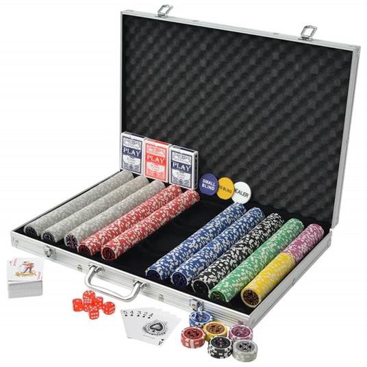 vidaXL Set da Poker con 1000 Chips Laser Alluminio - 3