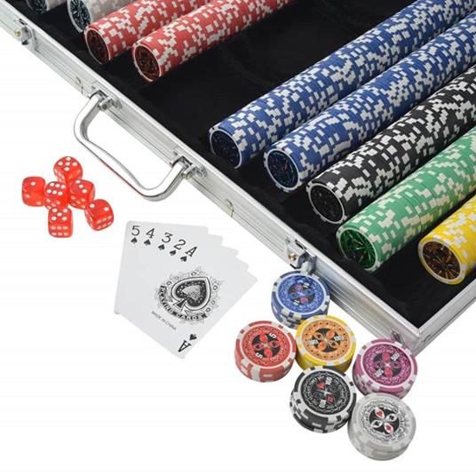 vidaXL Set da Poker con 1000 Chips Laser Alluminio - 3